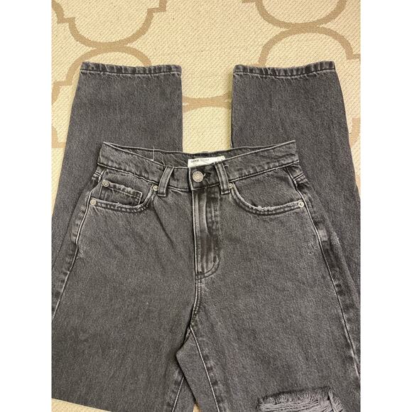 Garage denim black distressed vintage straight jeans, size: 0/ 24 - Picture 13 of 13